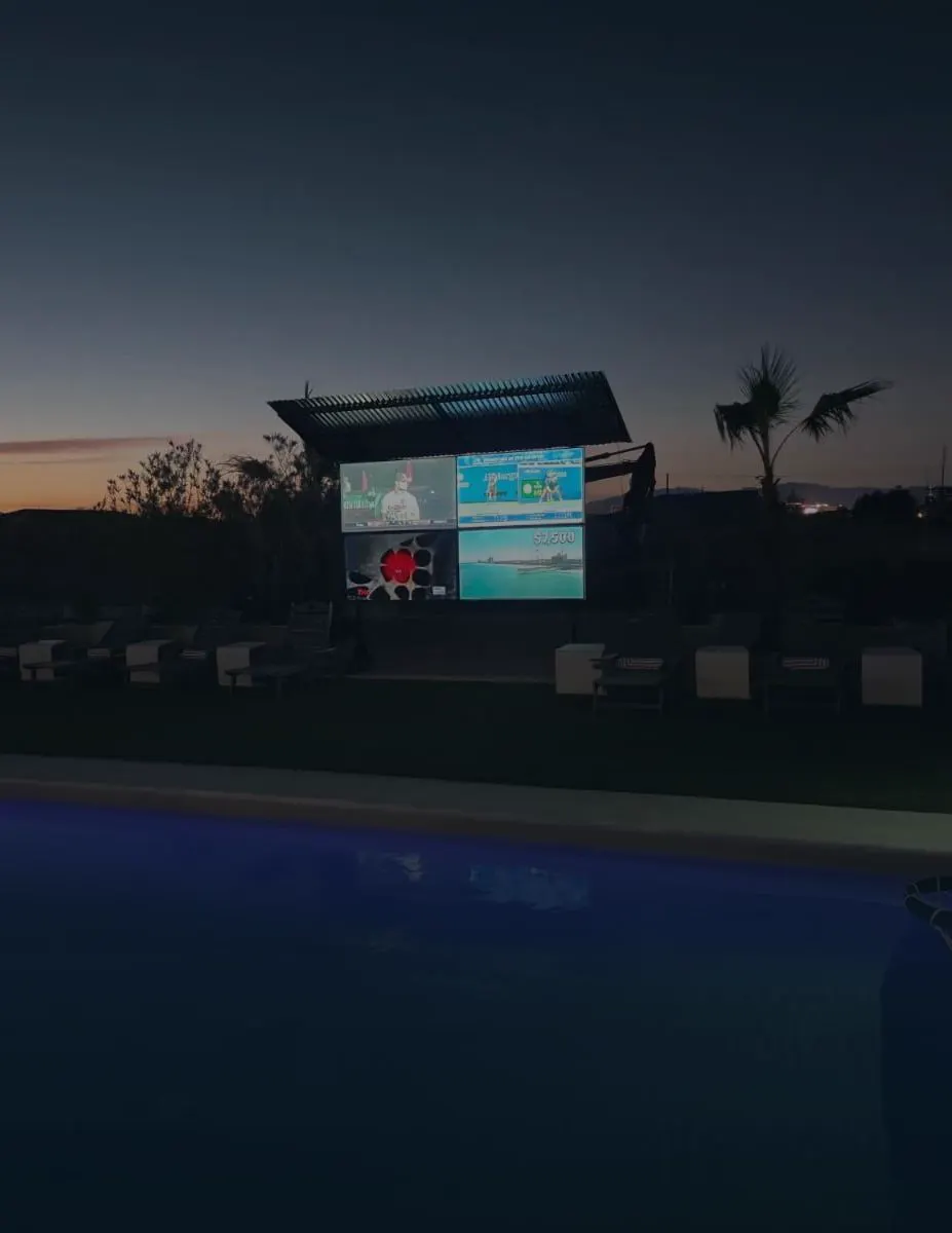 Outdoor theater at dusk